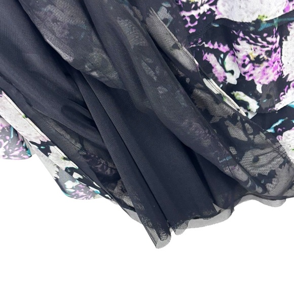 BCBGMAXAZRIA ERIKA SWEETHEART STRAPLESS TIERED FLORAL MESH MAXI GOWN DRESS - Picture 13 of 16